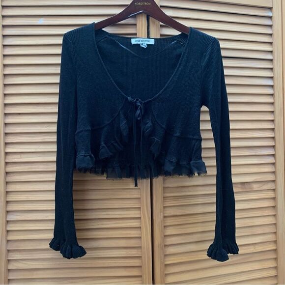 Urban outfitters Black Tie Crop Cardigan Medium - Picture 1 of 6
